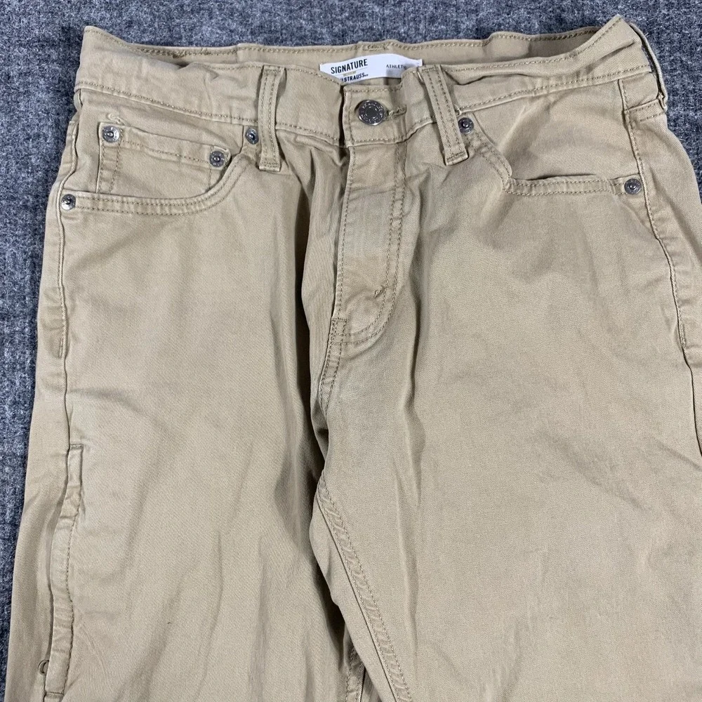 Levis‎ Pants Mens 30x30 Beige Denim Flat Front Straight Stretch Gold Signature